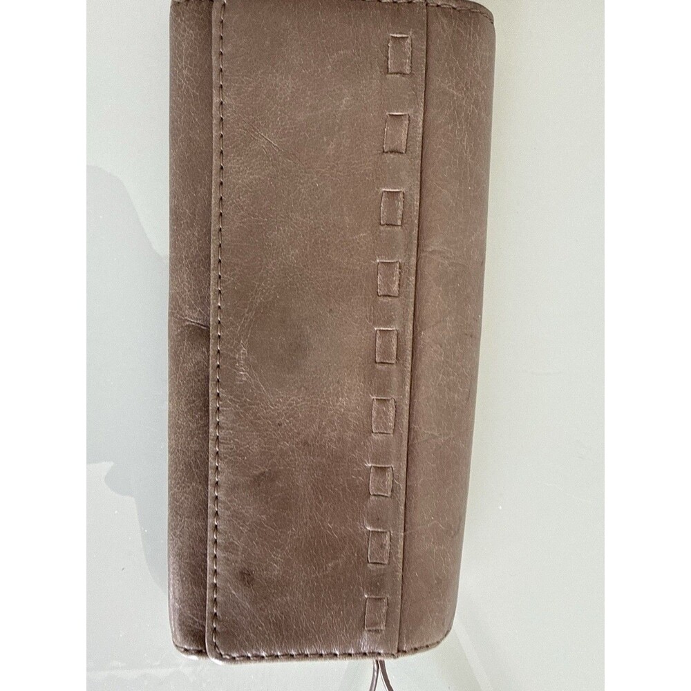 Vintage HOBO Taupe Genuine Leather Wallet Organizer Clutch Boho Y2K